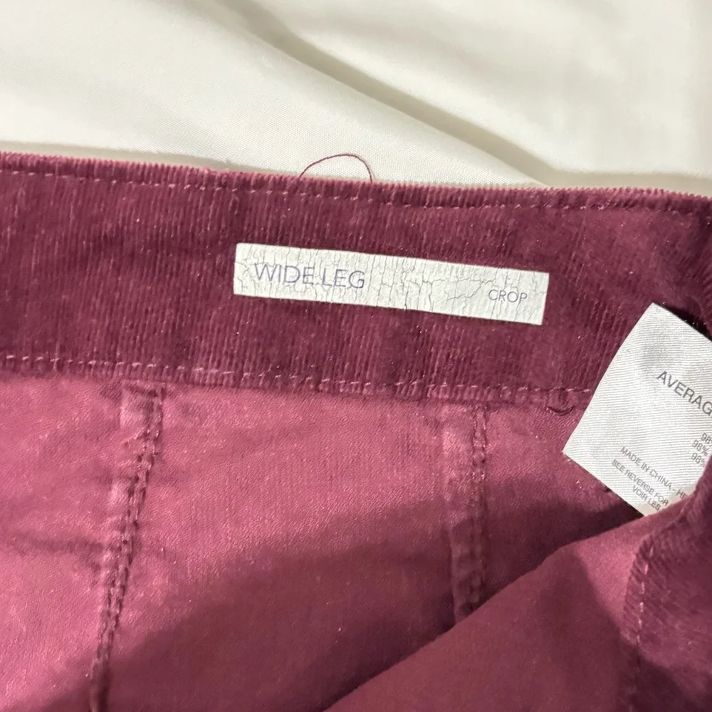 Code Bleu Maroon Corduroy Trousers Like New Size 12 Wide Leg Cropped - Picture 4 of 5